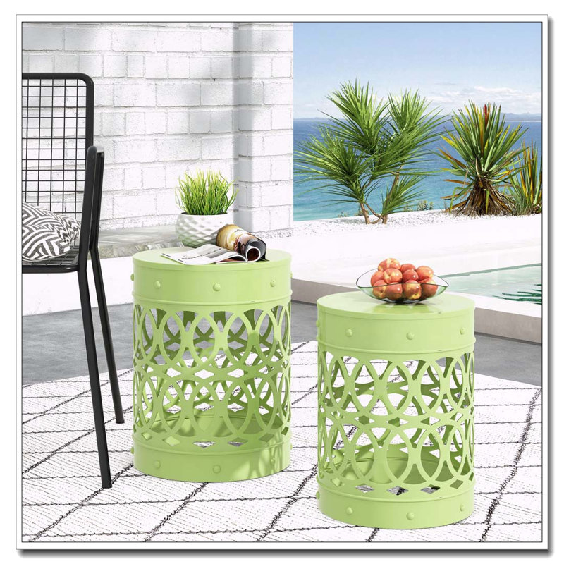 Table de bout d'extérieur en métal, 2, Vert