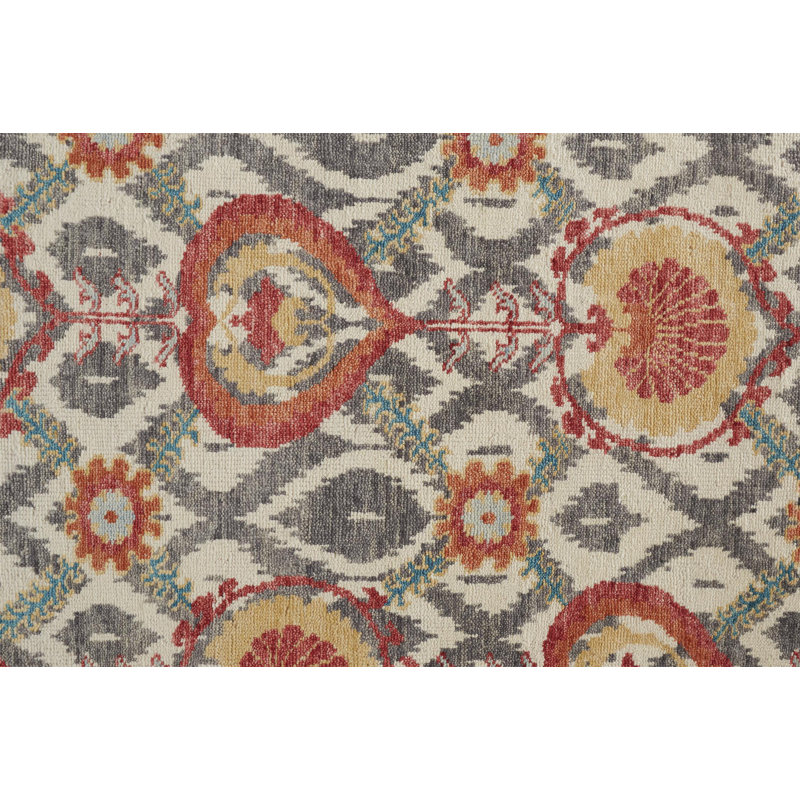 Beall Wool Oriental Area Rug in Orange, Rectangle 2' x 3'