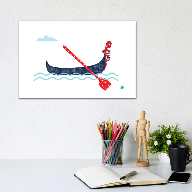 Gondole - impression d'art graphique, H 8 po x l 12 po x P 0,75 po, Toile tendue, Pas de tapis