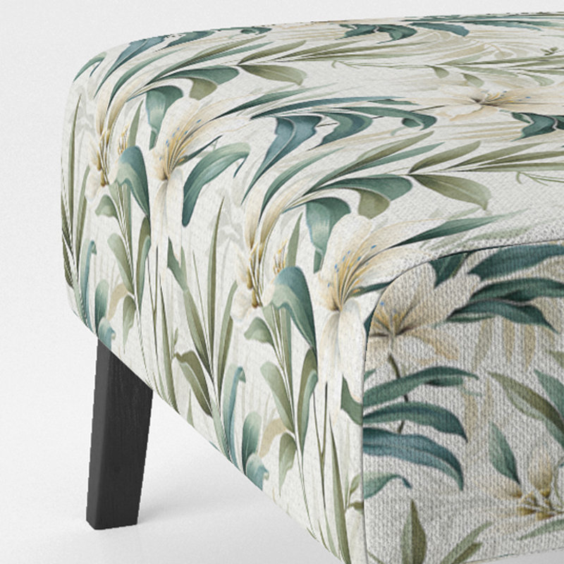 Fauteuil de chambre rembourré C, Motif tropical botaniques serein IV