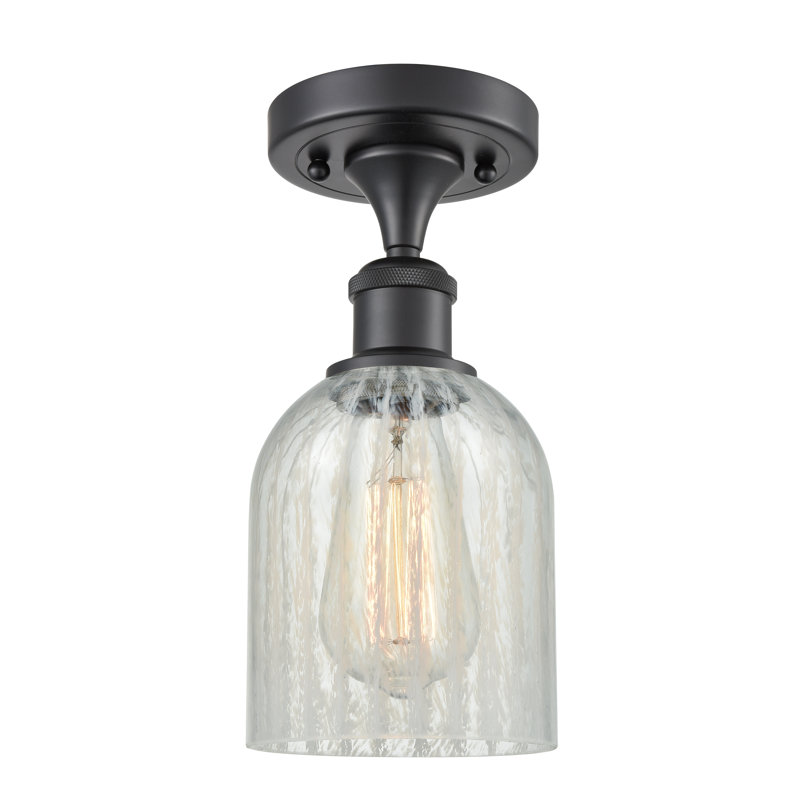 Lyman Semi Flush Mount, Clear Spiral Fluted, Matte Black, No Bulb Included