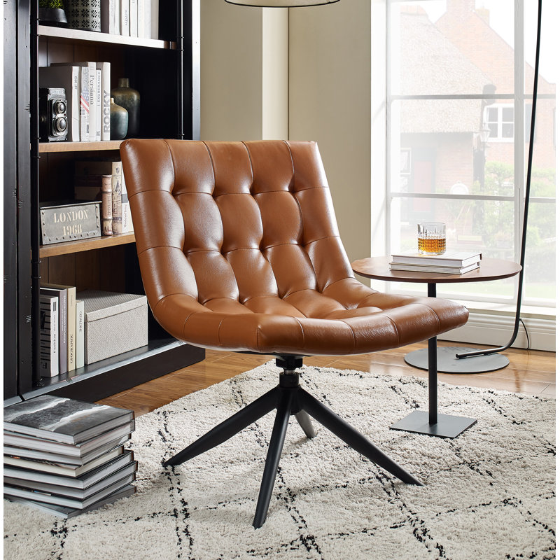 Orville 25.39'' W Swivel Tufted Faux Leather Home Office Desk Task Chair