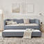 Lit de jour simple en vichy convertible 3 en 1 avec couchette et poches de rangement-315950686