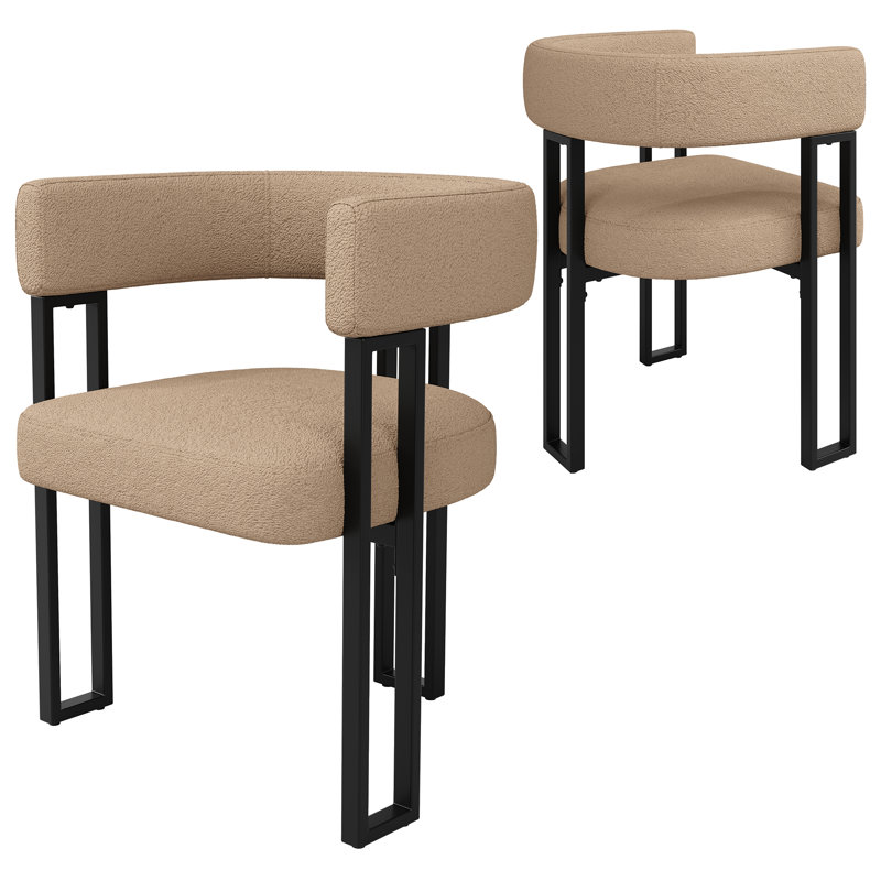 48cm H Metal Armchair in Beige, Brown