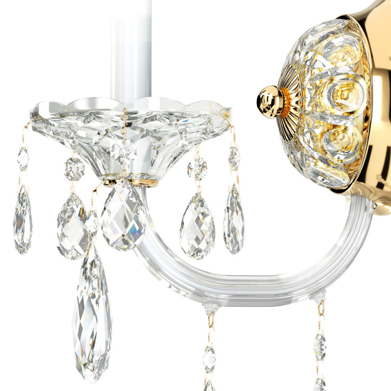 Sterling 1 Light Wall Sconce in Gold with Clear Radiance Crystals, Chinese (K9), Polished Gold