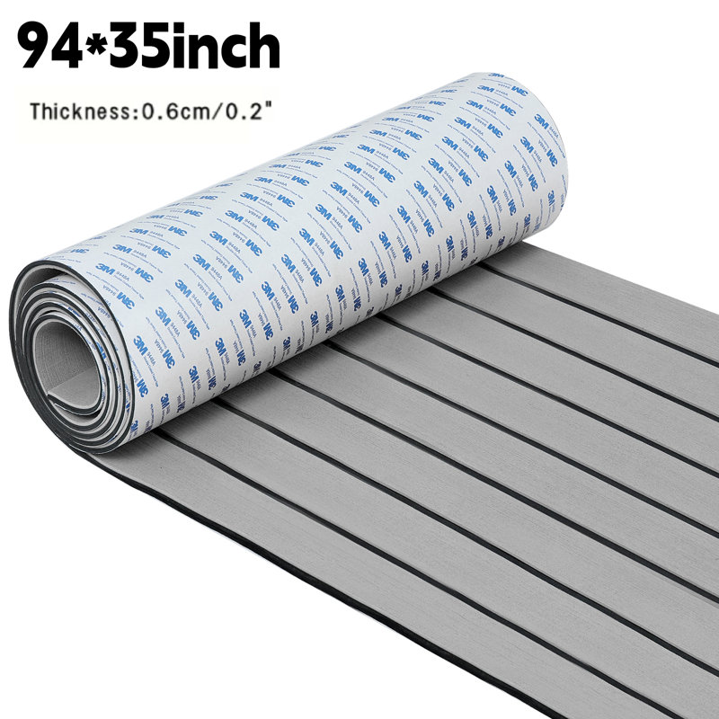 Tapis de plancher en teck synthétique EVA, L 35,4 po x L 94,5 po, Gris