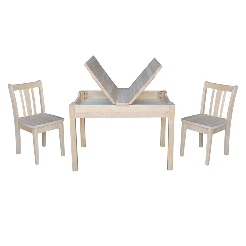 Ensemble rectangulaire en bois massif et chaises pour enfants Rozanne, Prêt à finir / non fini