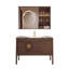 Meuble-lavabo autoportant en bois d'hévéa massif 39,37 po avec miroir-1262142951