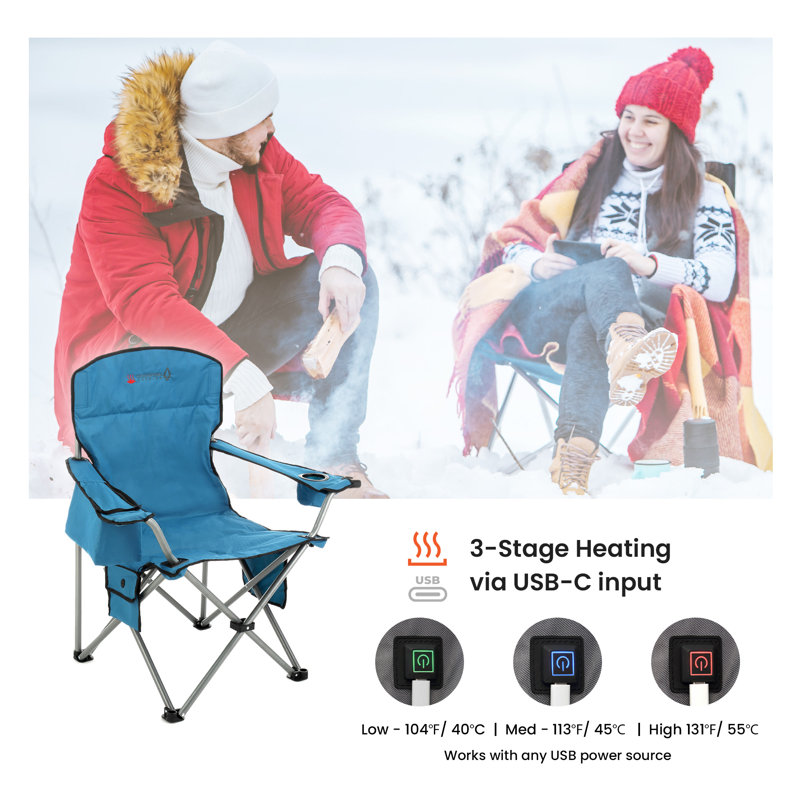 Chaise de camping pliante avec coussin, Bleu