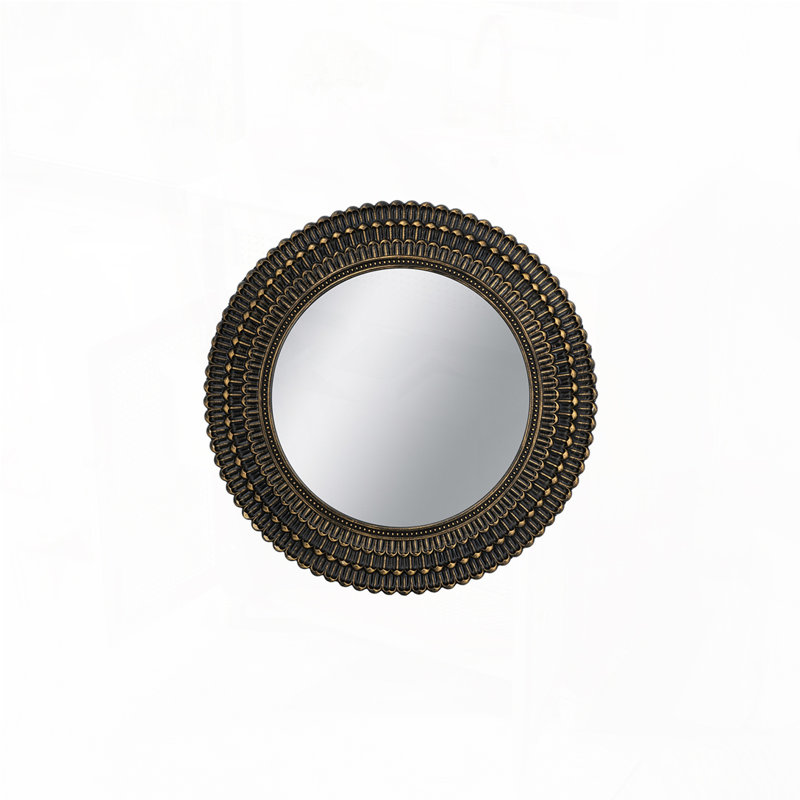 Wooden Accent Mirror With Woven Texture