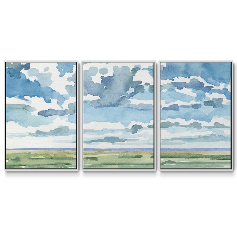 Open Sky Study I - Multi Piece Framed Canvas_2740597C, H 40 po x l 78 po x P 2 po, Blanc