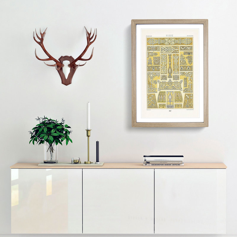 Russian Patterns by Albert Racinet - Picture Frame Painting Print, 76cm H x 50cm W x 2cm D, Oak