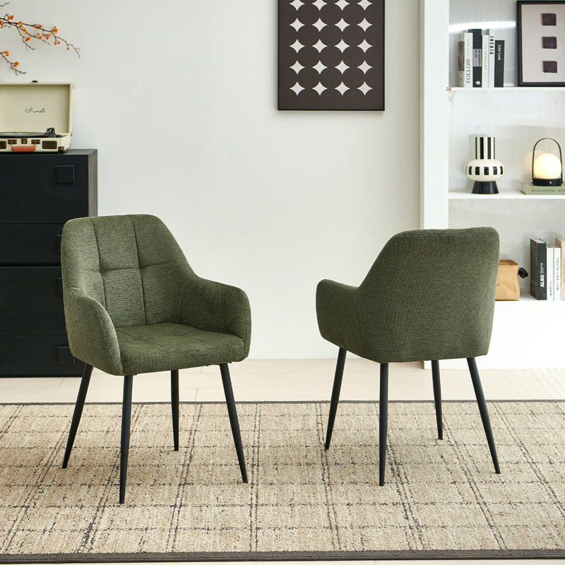 Chenille Fabric Dining Chair, Green