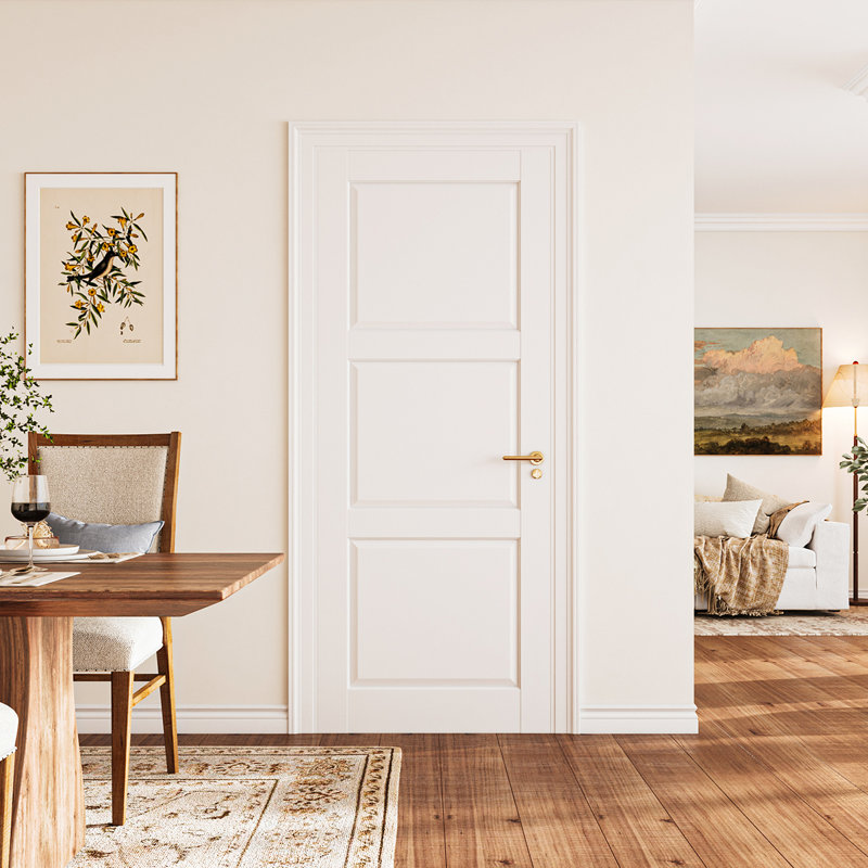 Porte de garde-manger intérieure à 3 panneaux avec noyau blanc uni et apprêté avec porte standard à panneau intérieur, Blanc