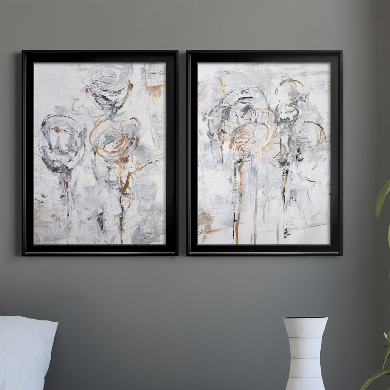 «Spring Wildflowers I», ensemble de 2 peintures sur toile encadrées, H 24,5 po x l 18,5 po x P 1 po, Noir