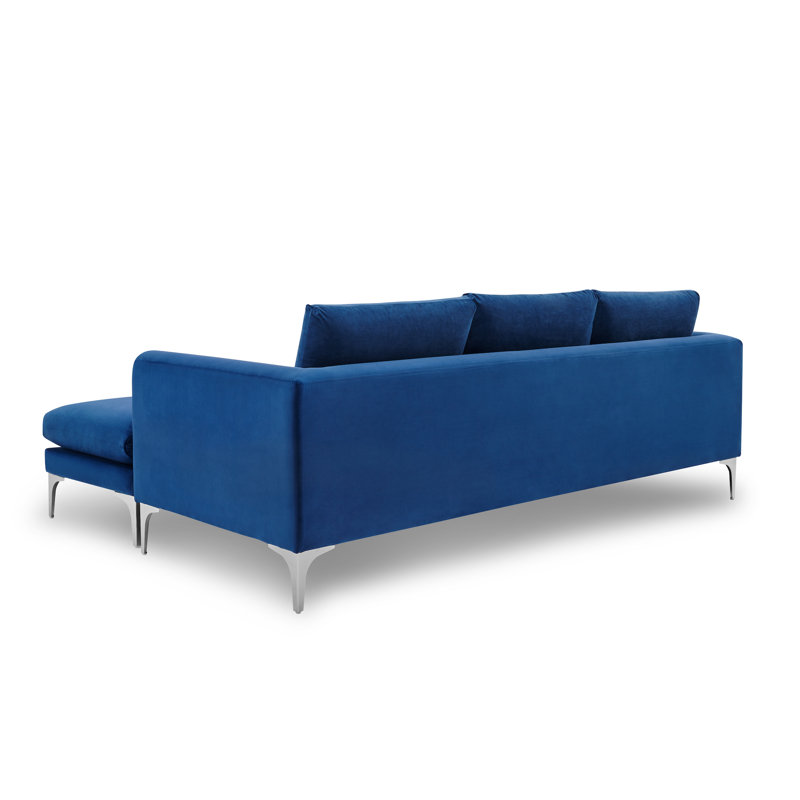 Allon 2 - Piece Velvet Sectional, Sapphire Velvet