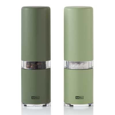 AdHoc Style Pepper and Salt Mill Cermacut Dark and Light Green Set 5.8"