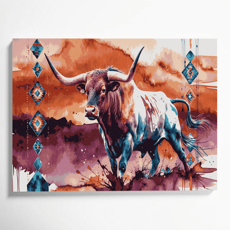 «Southwestern Cowboy Ranch Animal» 77, art mural sur toile rose, H 8 po x l 10 po