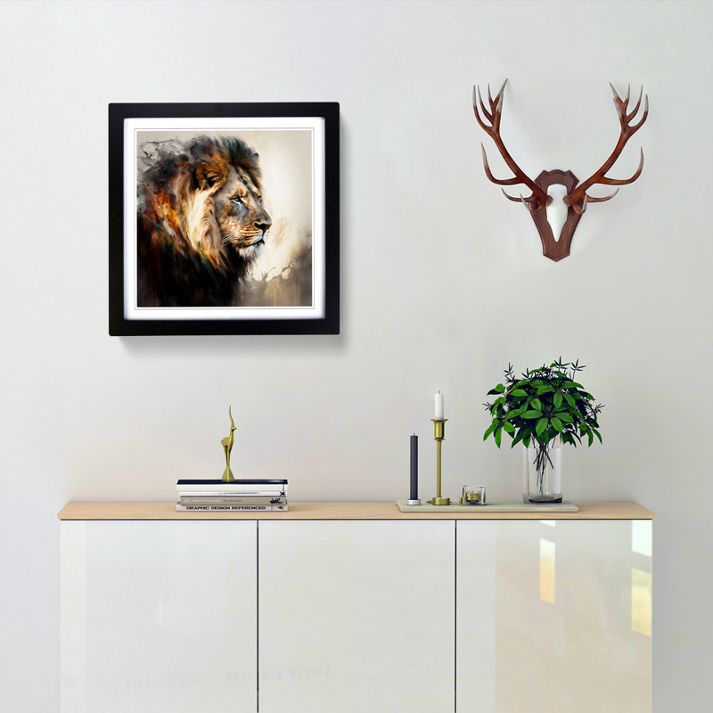 Lion - Framed Print, Black