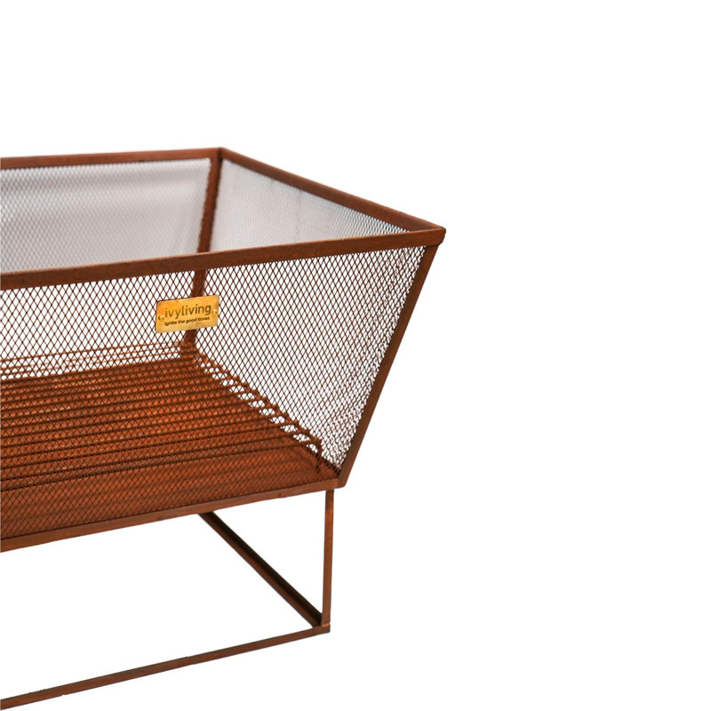 Square Iron Wood Burning Fire Pit, Rust