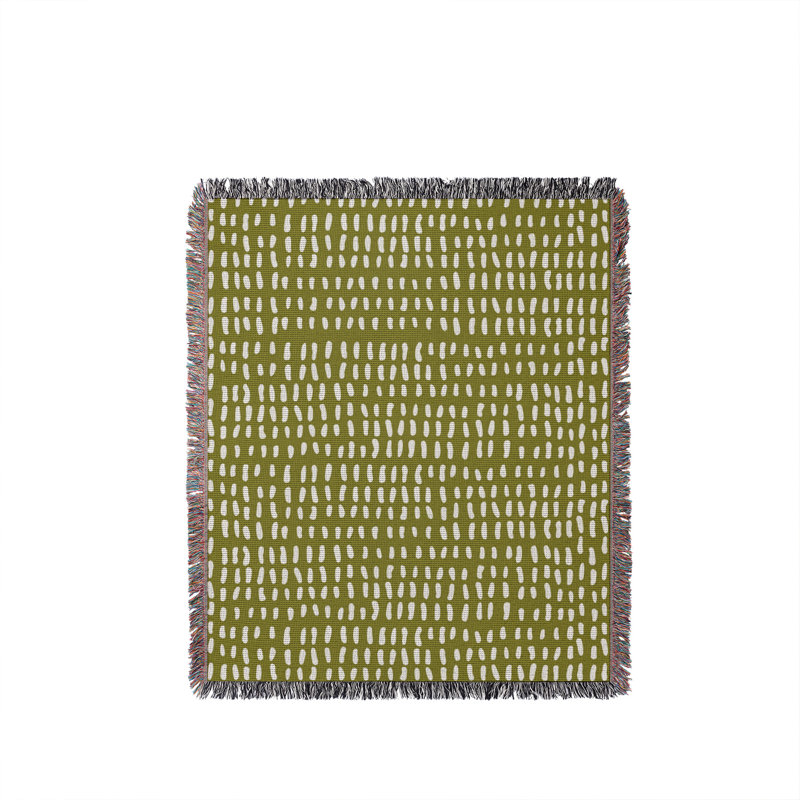 Jeté en coton à imprimé abstrait Kola, Chartreuse, 50 x 70