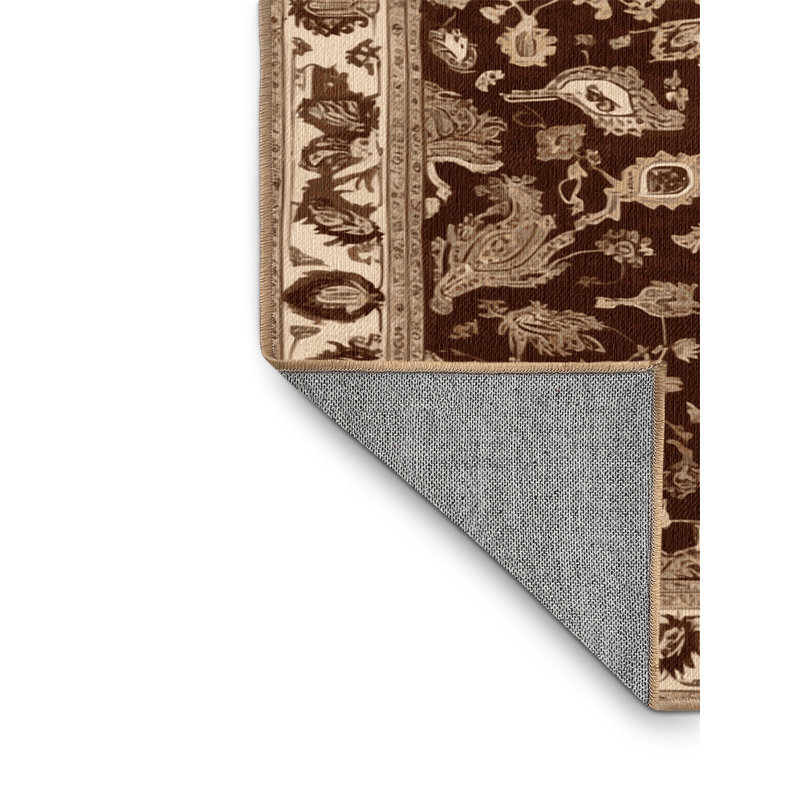 Tapis brun lavable à la machine, Rond 7 pi