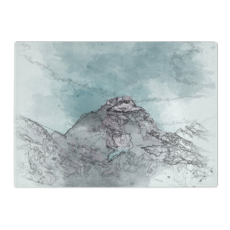 Tempered Glass Mountain Peak in Wyoming Chopping Board, 20 cm x 28.5 cm