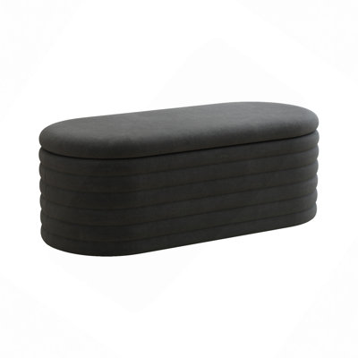 Storage Chenille Ottoman Bench Upholstered Fabric Storage Bench End Of Bed Stool With Safety Hinge For Bedroom, Living Room, Entryway, Closet(40-Inch)