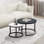 Set of 2 Round Nesting Coffee Tables, Space Saving Split Accent Side Table with Circular Metal Frame for Living Room Bedroom Balcony