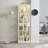 Lighted Storage Cabinet For Home Decor Items, Antique White With Abundant Shelf Space And Illumination-980814582