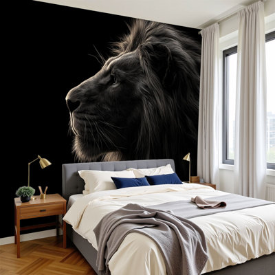 Papier peint adhésif mural profil de lion pelez et collez H 100 po x l 144 po, papier mural amovible en PVC, autocollant pour chambre à coucher, bureau à domicile