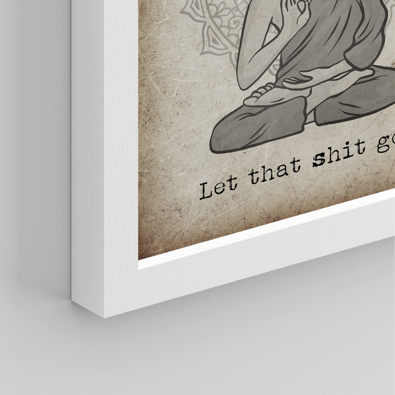 «Let It Go Funny Creative Meme Spdha Buddha Beige» sur papier, Blanc, H 14 po x l 11 po