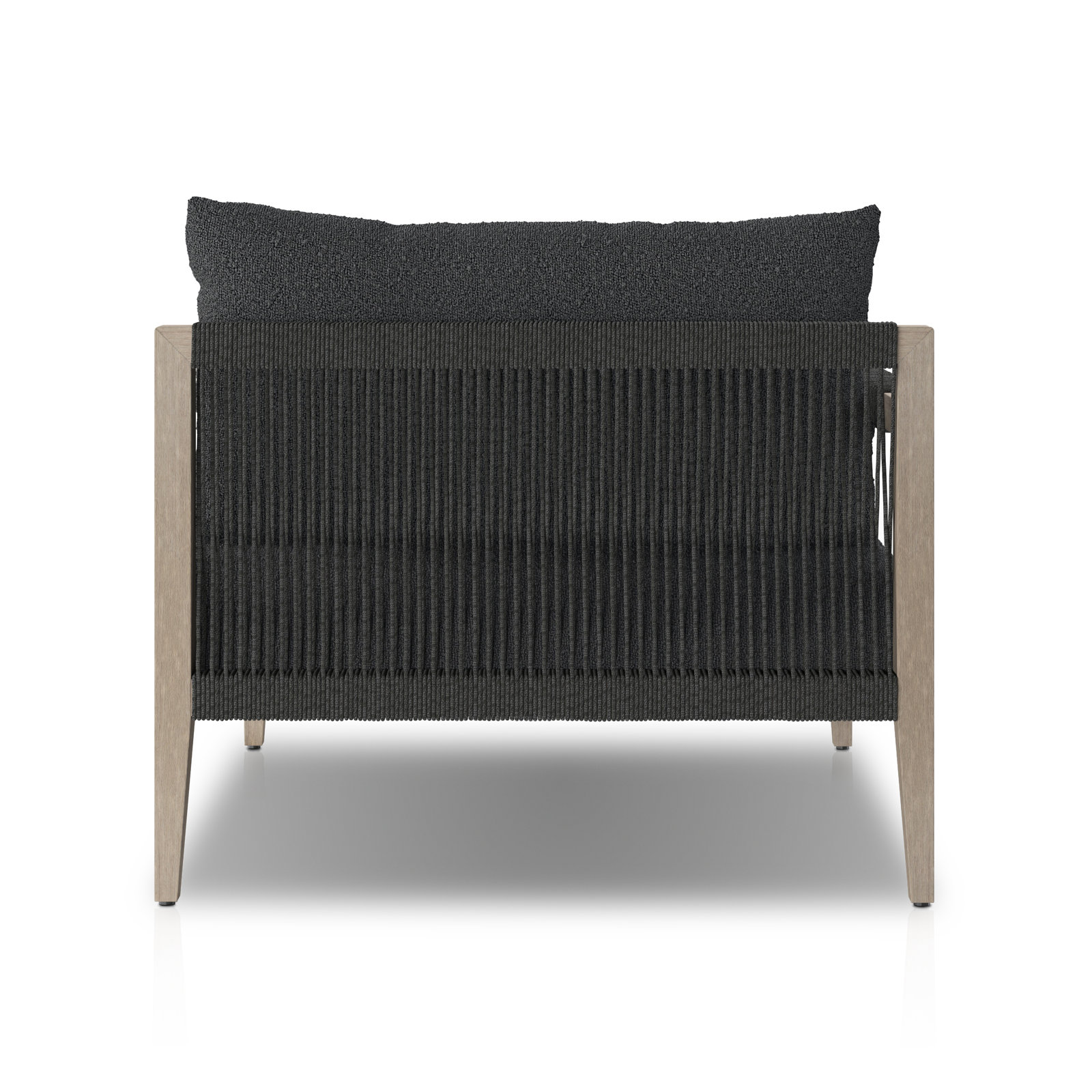 Kristine 33'' Outdoor Teak Chaise Lounge, Weathered Gray/Dark Gray, Fiqa Slate Boucle