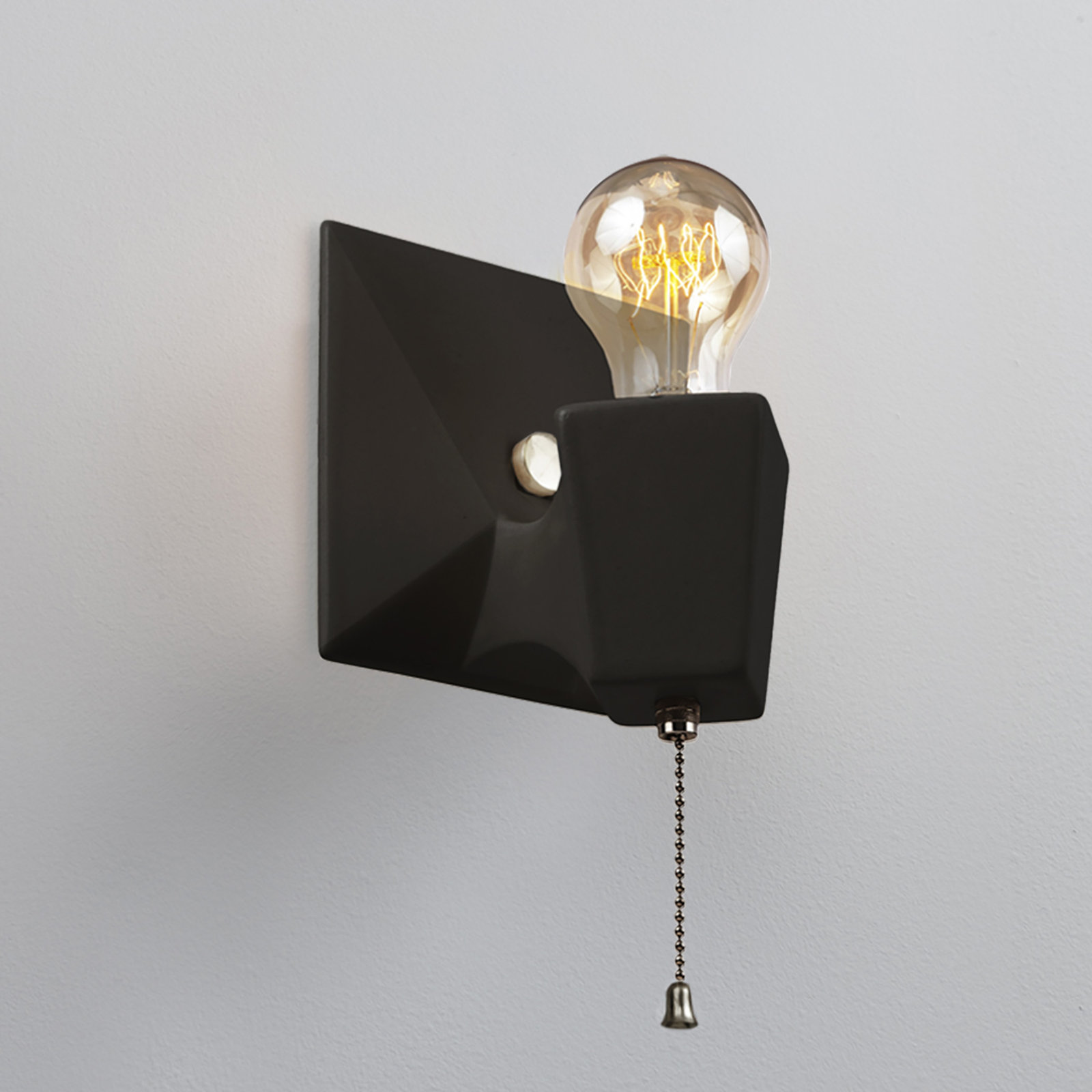 Single Light Dimmable Ceramic Armed Sconce, Carbon Matte Black Brass, Brushed Nickel