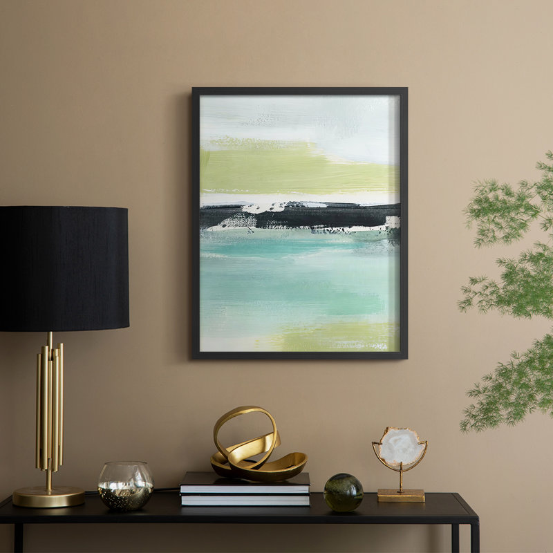 Sea Green Layers II Framed Print - Solid Wood, H 11 po x l 9 po, Noir, noir, noir, noir
