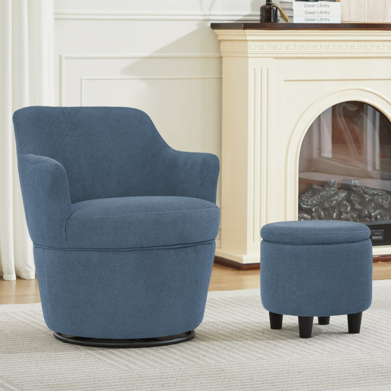 Fauteuil demi-tonneau pivotant avec rangement 360 °, Bleu