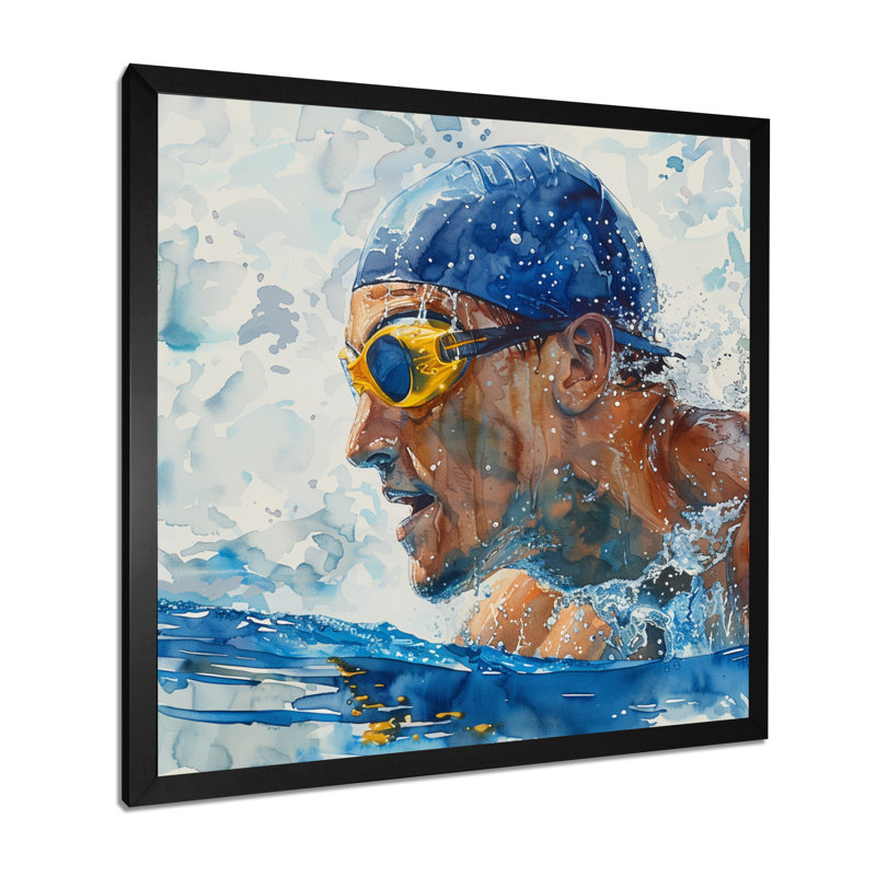 Concours de natation aux Jeux olympiques III - Art mural de natation, Toile encadrée noire simple