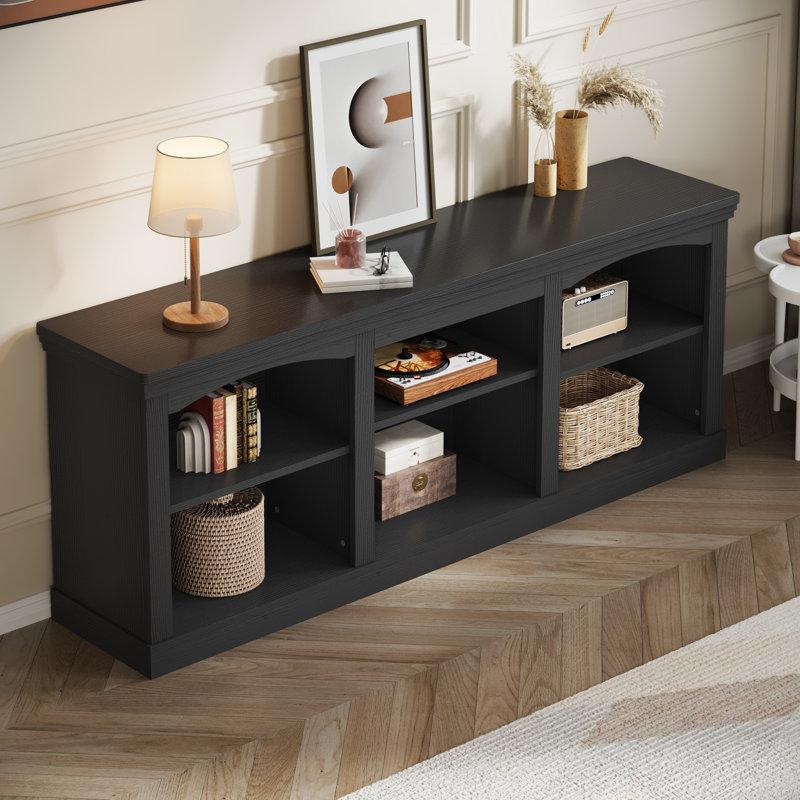 70"W Farmhouse/Transitional TV Stand For 80" TV , 26"H x 70"L x 15.7"W, Black
