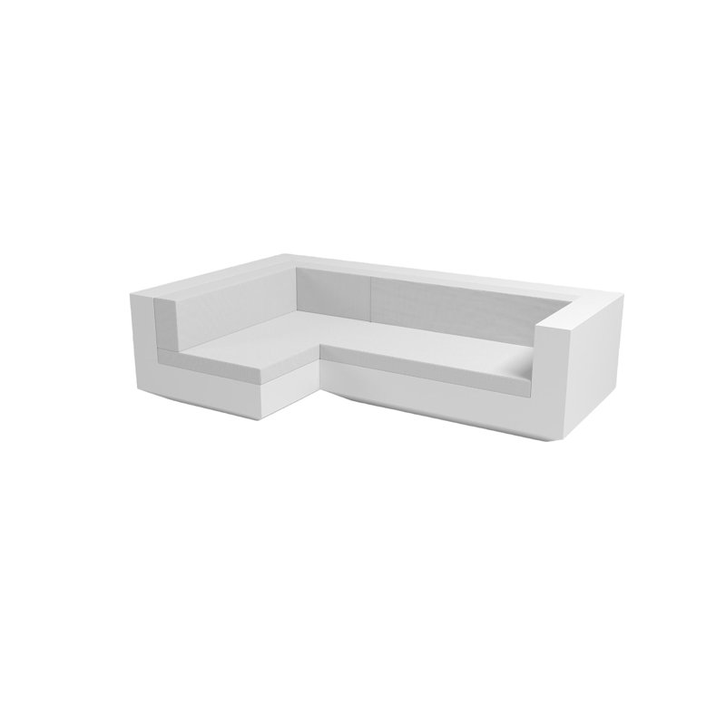 Vela 102.25" Wide Outdoor Reversible Patio Sectional with Cushions, Left Hand Facing, Black, Nautical Taupe