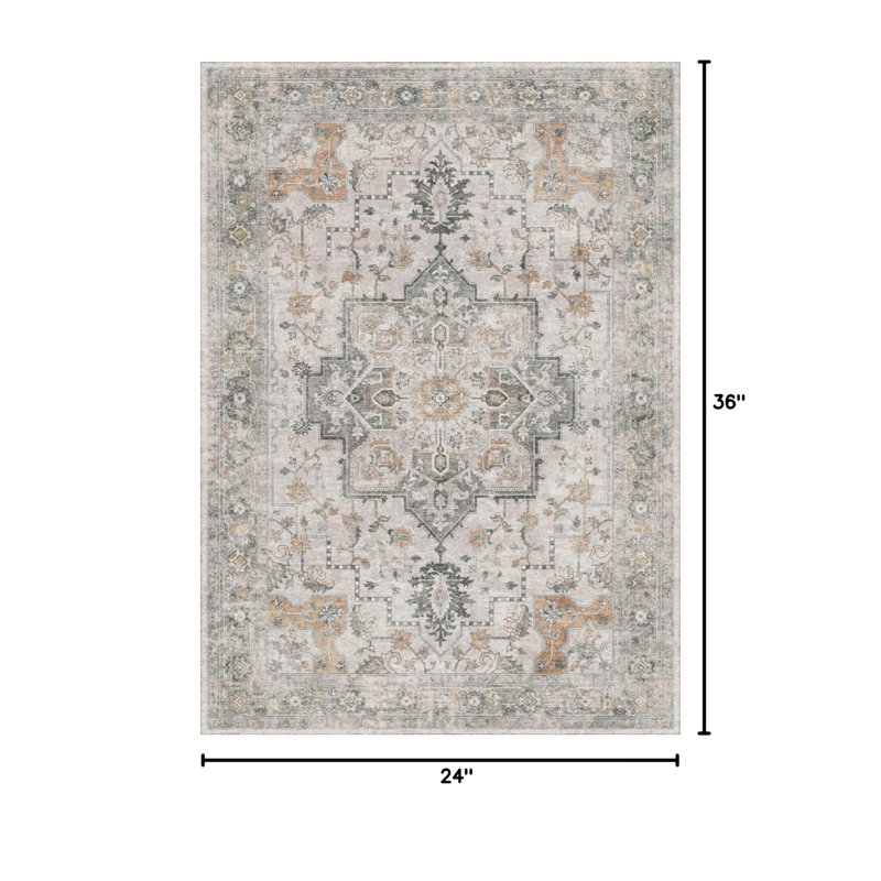 Oriental Performance Machine Washable Non Slip Indoor Area Rug, Rectangle 60 x 90cm