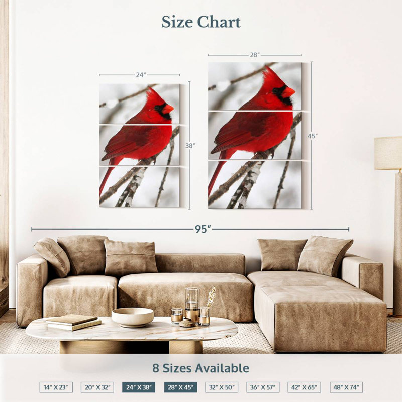 Brampt Birch Tree And Cardinal, 38" H x 24" W