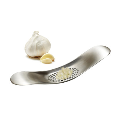 Stainless Steel Garlic Crusher Press And Peeler With Cleaning Brush (3-Piece Set)