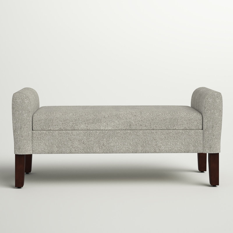 Polyester Upholstered Storage Bench, Pebble Gray