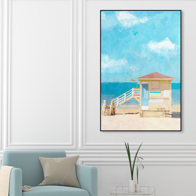 «Nautical and Coastal Sunshine Lifeguard House Beach», reproduction d'art graphique