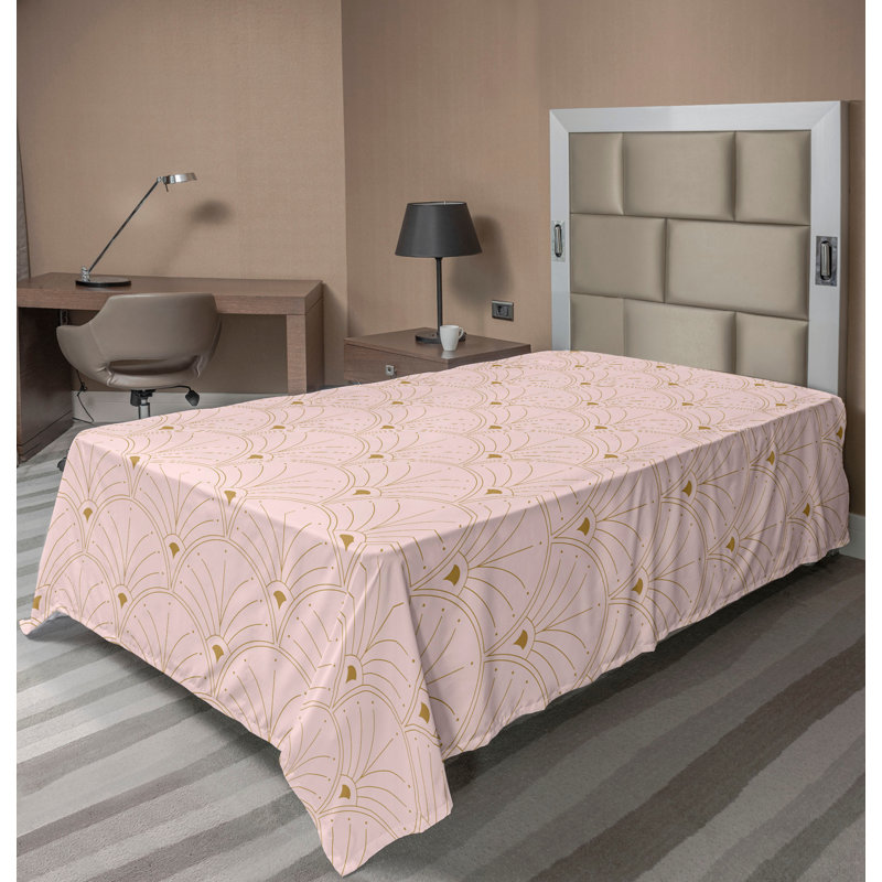 Polyester Floral Flat Sheet, Twin Flat Sheet, Rose/Sand Brown
