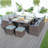 Amher 10 - Person Wicker Patio Dining Set with Rectangular Table , Cushions Included-826563053-927614628