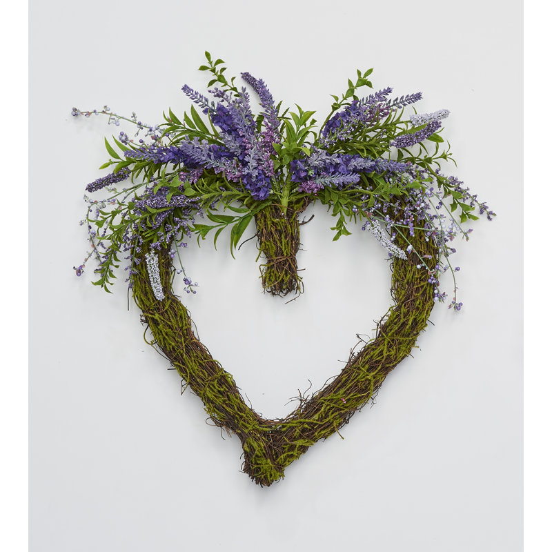 16" Artificial Lavender Heart Wreath