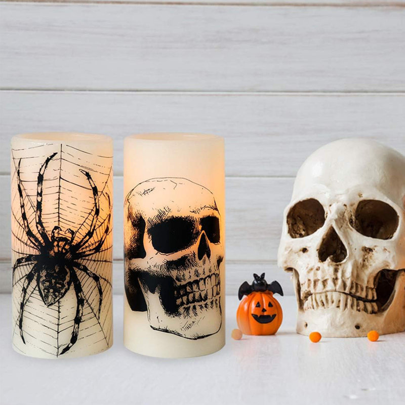 Halloween Flickering Candles Flameless Battery Operated(Pack of 3, D3 x H6)
