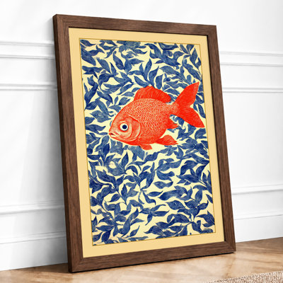 Goldfish Swimming Boho 1 Piece Single Picture Frame Wall Art