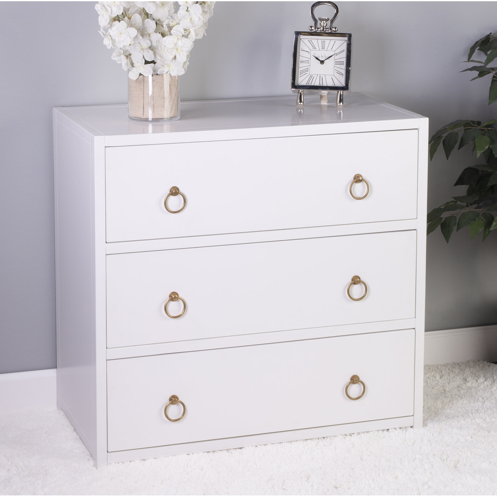 Elin 34" W 3-Drawer Dresser, White